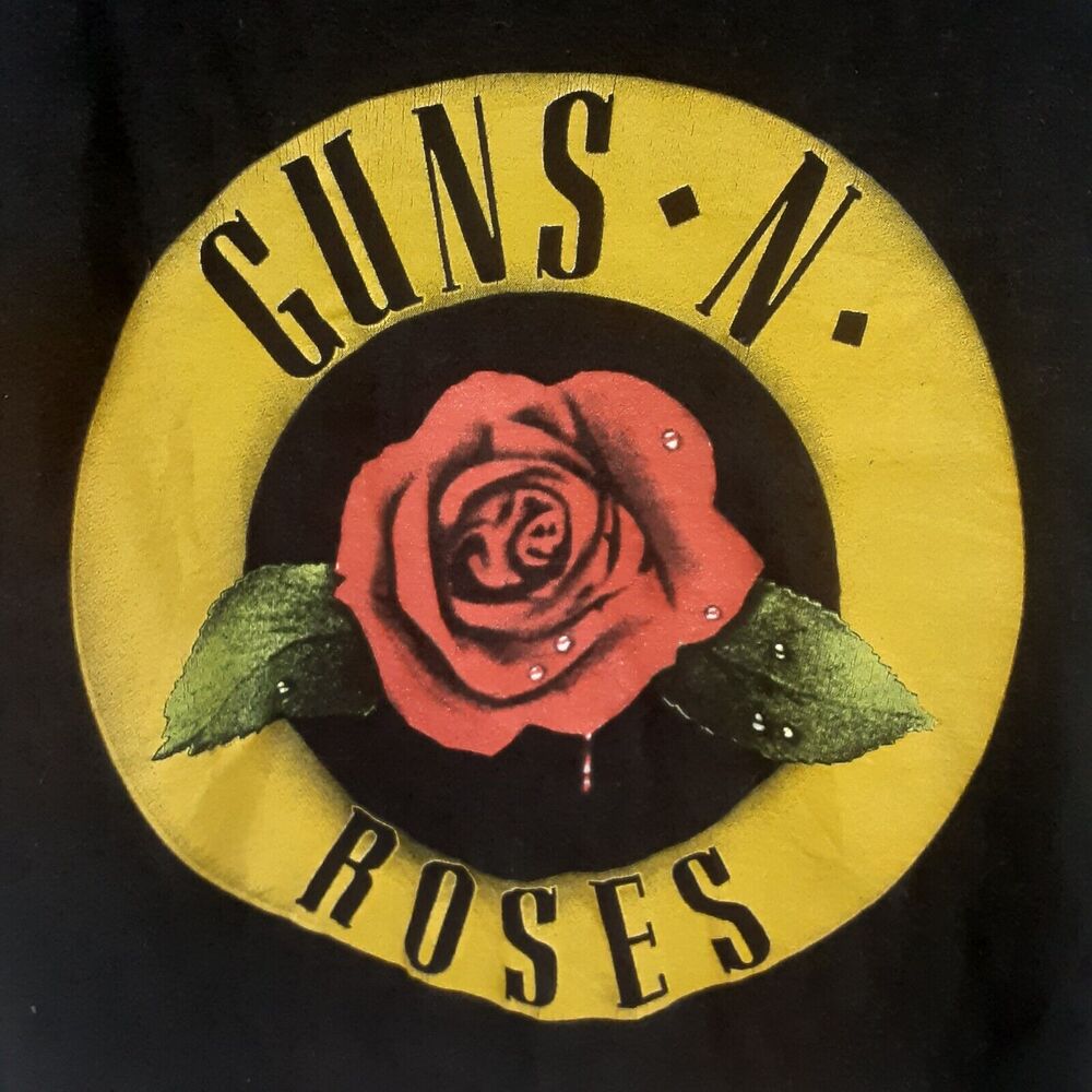 Guns N Roses Crop Top Black Womens T-Shirt Tee Shirt Graphic Size Large Cropped